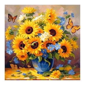 SJUTOUCI Diamond Art Painting Kits for Adults, Sunflower Diamond Art Kits for Beginners, 5D DIY Full Drill Gem Craft for Home Decor Gift 12x12 inch/30x30cm, Flower