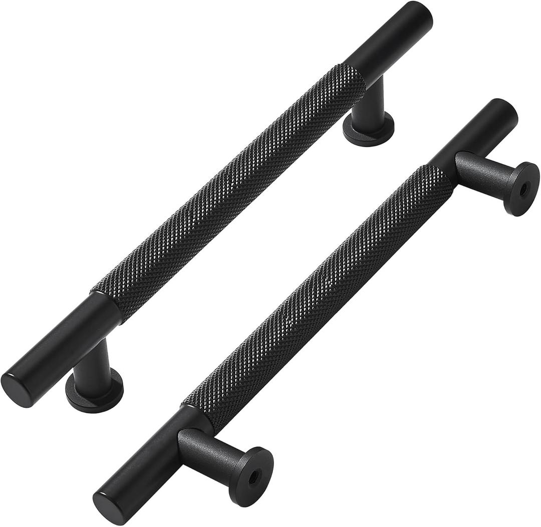 khtumeware 10 Pack 8 Inch(203mm) Drawer Handles Knurled Matte Black Cabinet Pulls Drawer Pulls Kitchen Hardware Kitchen Handles for Cabinets Cupboard Handles