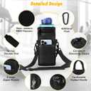 Nuovoware Water Bottle Carrier Bag,25oz/40oz/64oz Bottle Pouch Holder,Adjustable Shoulder Hand Strap 2 Pocket Sling Neoprene Sleeve Sports Accessories for Hiking Travelling Camping