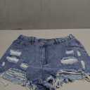 Women's Distressed Denim Shorts, High Waist, Raw Hem, Light Blue Wash, XL