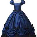 Women's Gothic Victorian Rococo Dress Civil War Southern Belle Tea Party Ball Gown Medieval Evening Dress (XL)