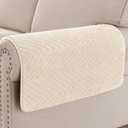 Turquoize Waterproof Couch Armrest Covers for Sofa Non-Slip Fuzzy Couch Arm Covers Set of 2 Washable Thick Soft Recliner Chair Arm Cover Protector Cover (Beige, 23" x 23" 2 Pack)