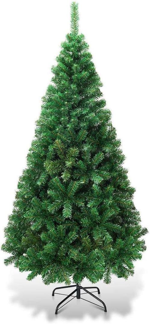 FANTASK Artificial Christmas Tree with Metal Stand, Holiday Christmas Pine Tree for Home, Office, Party Decoration (5 feet) (Green)