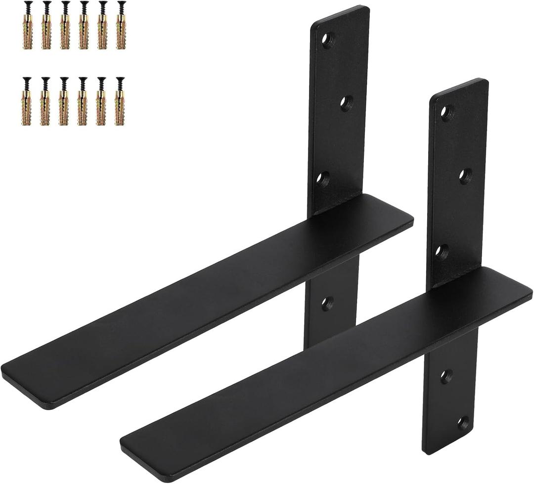 2-Pack Countertop Support Brackets 20"x11"x2", Heavy Duty Steel Metal Floating Hidden Shelf Bracket for Shelves, Quartz/Granite/Wood/Concrete/Laminate Countertops