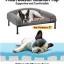 Veehoo Elevated Dog Bed with Bolster Cushion, Fluffy Plush Dog Couch Beds for Small Dogs, Cats, Washable Raised Pet Cot with Non-Slip Feet for Indoor or Patios Use, 36 x 28 Inches, Grey