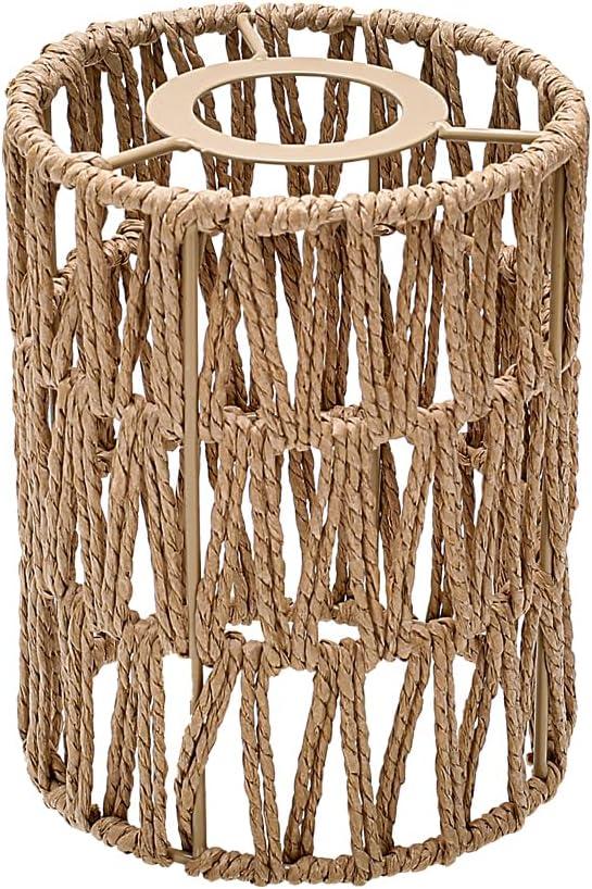 1 Pack Rattan Lamp Shade Small, Boho Mini Lamp Shades Replacement, Vintage Hanging Light Shades, Cylinder Woven LampShades for Floor Lamps Pendant Light Chandelier Wall Sconces Light Fixture Shades 
