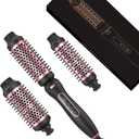 Thermal Brush Set 3-in-1 Curling Iron Brush Set, Dual Voltage 110-220V Thermal Hair Brush with 11 Temp Settings, 3 Interchangeable Travel Curling Irons (1.25, 1.5, & 1.75" Barrels) (Black)
