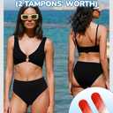 Yorvian Period Swimwear Leakproof Menstrual Swim Bottoms Tankini for Teens Girls Women High Waisted Bikini Swim Bottoms Black Black (Black, XXXL)