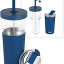 asobu Marina See-Through Triton Tumbler with Flexible Straw, 28 oz., Blue (ICT400)