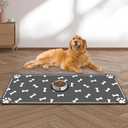 Large Pet Feeding Mat, Absorbent Quick Dry Dog Mat For Food And Water Bowl, Non Skid Cat Bowl Mat, No Stains For Pet Water Dispenser Pet Supplies For Messy Drinkers (39.4" X 31.5", Dog Bone Print)