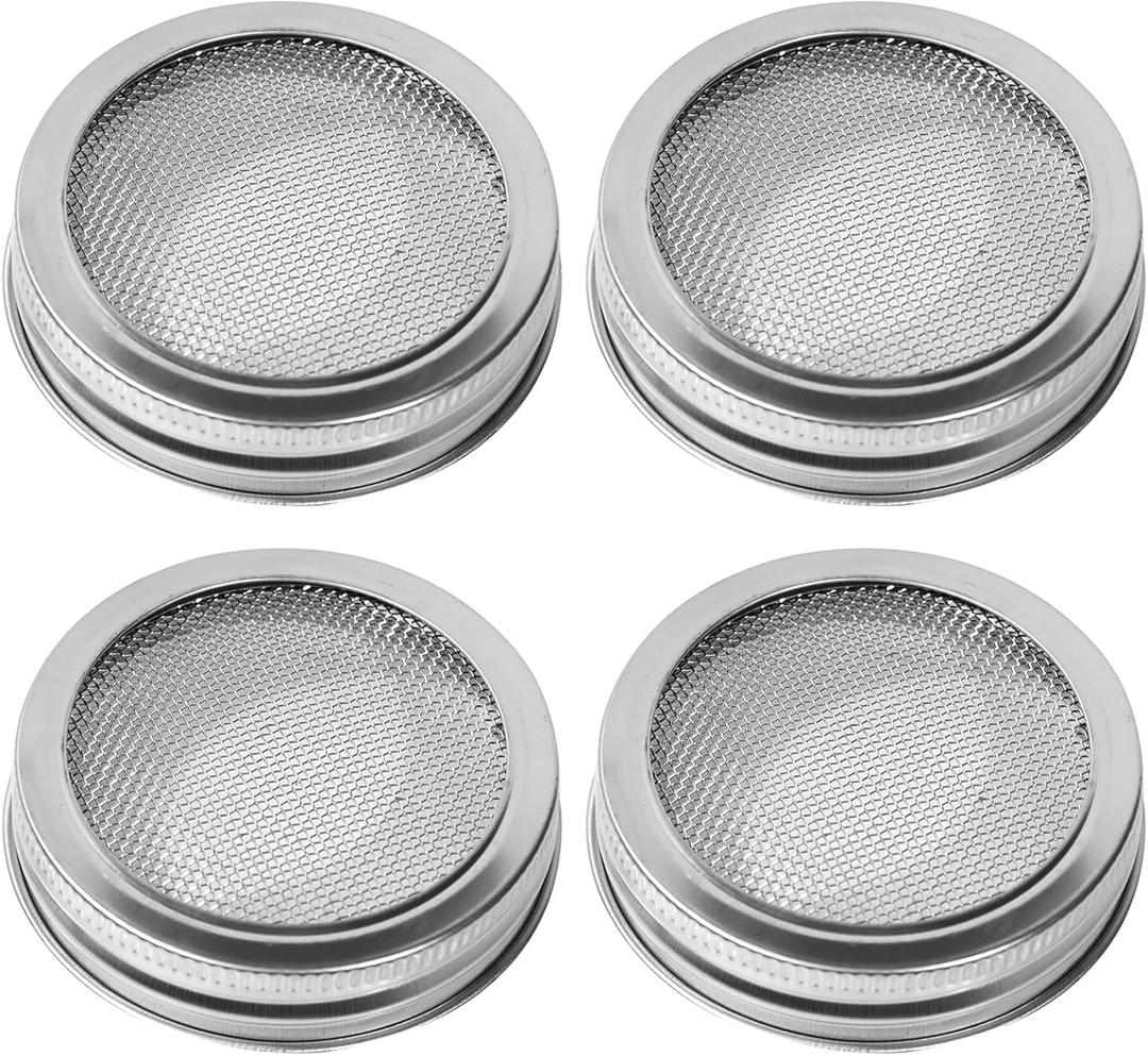 4 Pack Sprouting Lids, Mason Jar Sprouting Lids 20 Mesh 304 Stainless Steel Regular Mouth Jar Screen Sprouting Kit Lids for Growing Bean, Broccoli, Alfalfa, Salad Sprouts and More