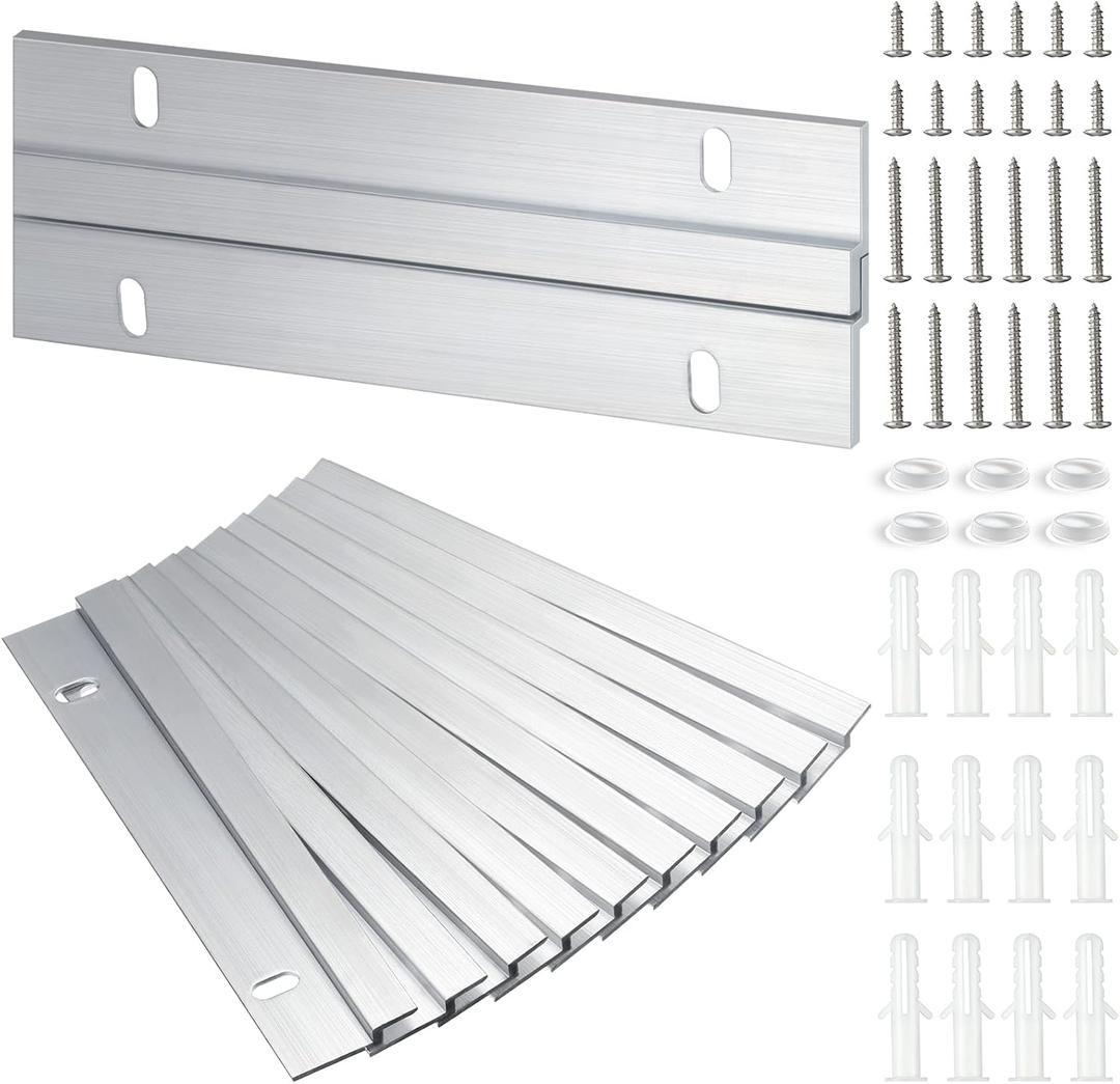 12 Pack French Cleat Hanger Headboard Wall Mounting Brackets Cleat Picture Hanger Kit Z Bar Supports with Plastic Expansion Tube Screws Silicone Dots for Picture Mirror Whiteboard (6 Inch)