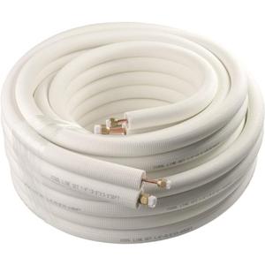Wostore 50Ft. Mini Split Line Set Includes Two Pipes 1/4" & 3/8" O.D. 3/8" Thickened PE Insulated Coil Copper Line with Nuts for Air Conditioner HVAC Refrigeration and Heating Equipment