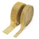 BTSD - home 2 Rolls Dark Gold Rhinestone Ribbon, Diamond Trim for Crafts
