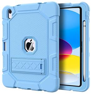 Azzsy Case for iPad (A16) 11th Generation 11 Inch 2025 / iPad 10th Generation 10.9 Inch 2022, [Built-in Pencil Holder] Heavy Duty Shockproof Rugged Protective Case, Sky Blue