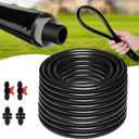 1/2 Inch Drip Irrigation Tubing - 100FT Flexible Garden Irrigation Hose for Outdoor Watering, Compatible with Most Drip System Fittings, 2 Six-Way Connectors & 2 Shut-off Valves Included (Black)