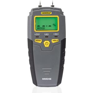 General Tools MMD4E Digital Moisture Meter, Water Leak Detector, Moisture Tester, Pin Type, Backlit LCD Display With Audible and Visual High-Medium-Low Moisture Content Alerts, Grays