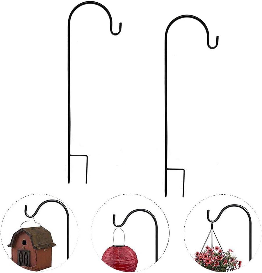 Dualshine 2 Pack Shepherd Hook 35 inch Tall Garden Outdoor Hook for Hanging Solar Light, Bird Feeders, Lanterns, Mason Jars, Garden Stake and Wedding Decor (Black)