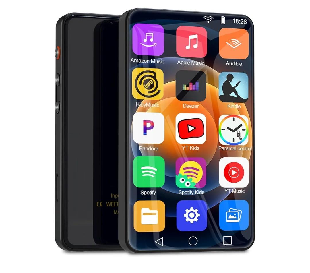 144GB MP3 Player with Bluetooth and WiFi, 4" Full-Color Touch Screen MP4 Music Player with Spotify, Parental Control,YouTube, Amazon Music, Pandora, Android Mainstream Media MP3 Player for Kids, Black
