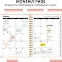 Planner 2026-2027, Academic Monthly and Weekly Calendar Planner for Women, July 2026 - June 2027, Hardcover Pretty Agenda Planner Book with Tabs, Spiral Daily Organizer for School Office Home Supplies, 8.5" x 11" - Bookish Kitty