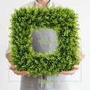24 Inch Large Square Boxwood Wreath Spring Summer Artificial Green Wreaths for Front Door Farmhous Wedding Window Hanging Wall All Year Round Indoor & Outdoor St Patrick's Day Decor