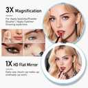 3 x Small Compact Mirror with Light, 1X/3X Magnification Travel Makeup Mirror, 3 Color, Dimmable Up, 3.14 inch Pocket Mirror, Folding, 2-Sided, Round Quicksand Mini MirrorBlue