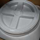 Vittles Vault Pawprint Pet Food Storage Container For Dog Food, Kibbles/Bird Seed/Oatmeal/Rice/Flour/Cereal, BPA Free, Plastic, Sealed Airtight For Cat Food, Up To 25 lb, Made in USA, With Scoop, Gray, 25 Pounds