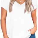 Elesomo Womens T Shirts Short/Long Sleeve Tshirts Casual Basic Tee Tops Outfits (Medium, White)