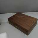 Small Wooden Jewelry Box, Vintage Delicate Walnut Wood Jewelry Case, Ideal Gift for Man Women, Protable Travel Jewelry Organizer (Gray, Medium)