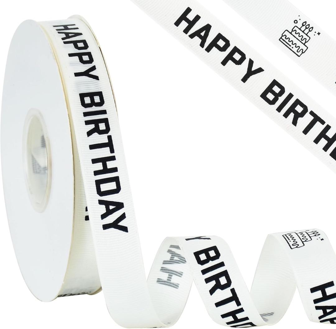 TONIFUL 40 Yards Grosgrain Ribbon - 7/8 inch Black/White Birthday Gift Wrapping Craft Hair Bows for Parties