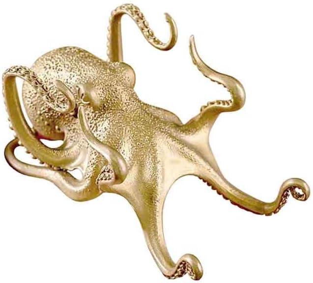 Octopus Mobile Phone Holder, Multifunctional Octopus Holder Phone Stand Pen Holder Octopus Statue Animal Sculpture Collectibles Desk Decor Ornaments (Gold)