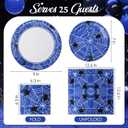 75pcs Spider Party Supplies, 25 Guest Disposable Blue Paper Plates & Napkins, Tableware Decorations Favors, Including 9" & 7" Plates & Napkins for Halloween, Birthday, Parties, and Everyday Use
