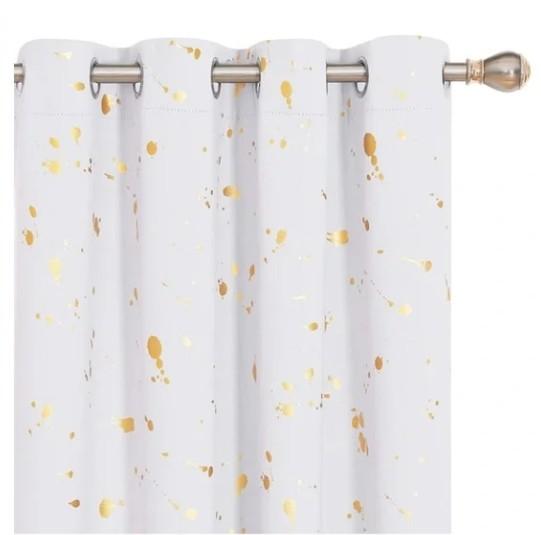 Geometric Dot Pattern Blackout Curtains by Deconovo Pack of 1, 53.5 inch