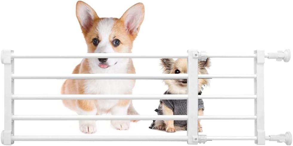 Short Dog Gate Expandable Dog Gate 22"-39.37" to Step Over,Pressure Mount Small Pet Gate,Low Pet Gate-Adjustable,Puppy Gate Indoor for Doorway,Stairs (White, S(9.4''H))