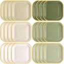 Tiangrid 60 Pcs Sage Green Paper Plates 7 Inch Gradient Disposable Square Dessert Party Plates with Gold Edge for Birthday Wedding Bridal Baby Shower Party Supplies, 6 Colors