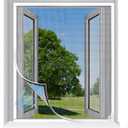 Magnetic Window Screen, Adjustable DIY Window Screen Mesh with White Frame Max 32 x 24 Fiberglass Mesh Fits Any Size Smaller for House Windows