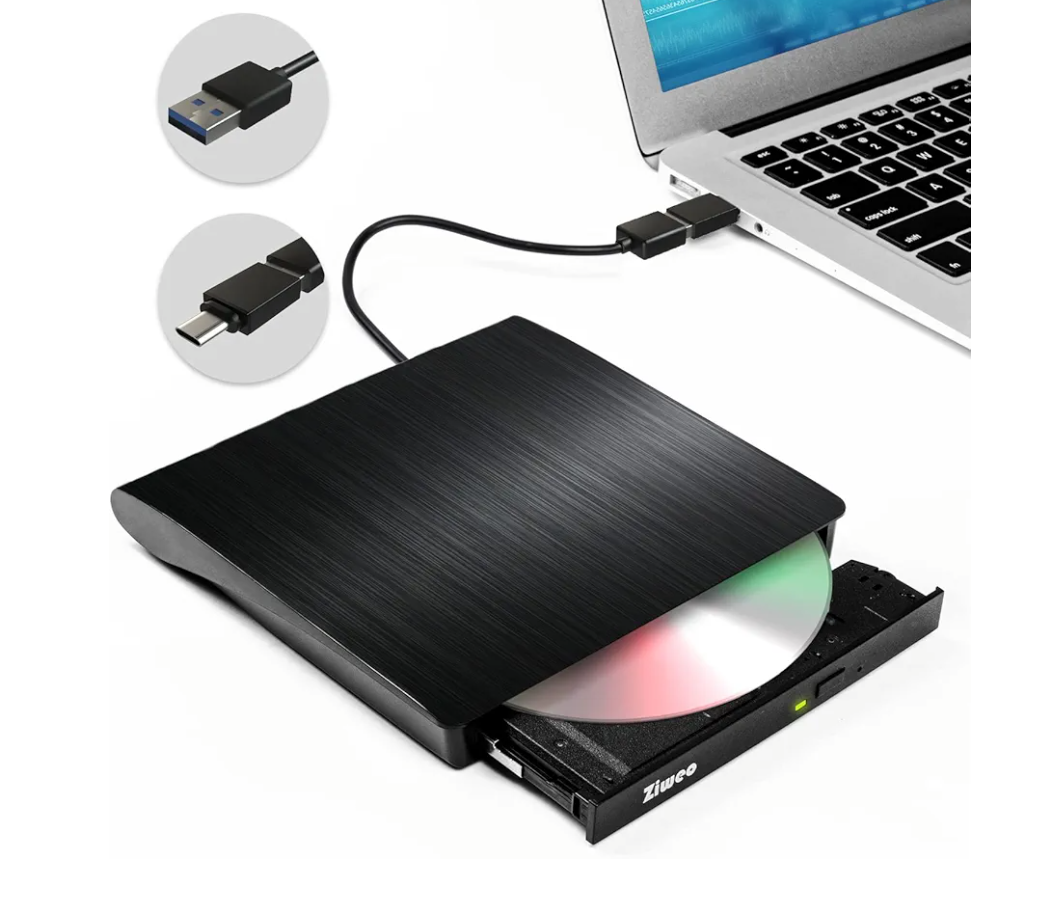 External DVD Drive USB 3.0 Type-C CD Burner Portable CD +/-RW Drive DVD Player for ROM Rewriter Burner Compatible with Laptop Desktop PC Windows MacBook Linux Mac OS