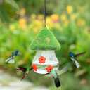 Hummingbird Feeder, Leak-Proof Hummingbirds Feeders for Outdoors Hanging, Bird Feeder for Garden Birds Watching Patio Decoration & Gift - Cute Green Mushroom Shape