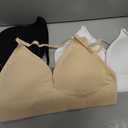 Zorwea 3/6 Pack V Neck Bralette for Women, Lightweight Wireless Comfort Padded Lounge Bra Set for Everyday Wear Sleep, Medium, Black-white-lightnude