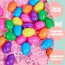 JOYIN 3.15" Easter Eggs, Large Fillable Plastic Eggs Empty Colorful Bright Eggshells with Hinge for Easter Hunt, Filling Treats, Party Favor, Basket Stuffers, Classroom Prize Supplies, 100PCS