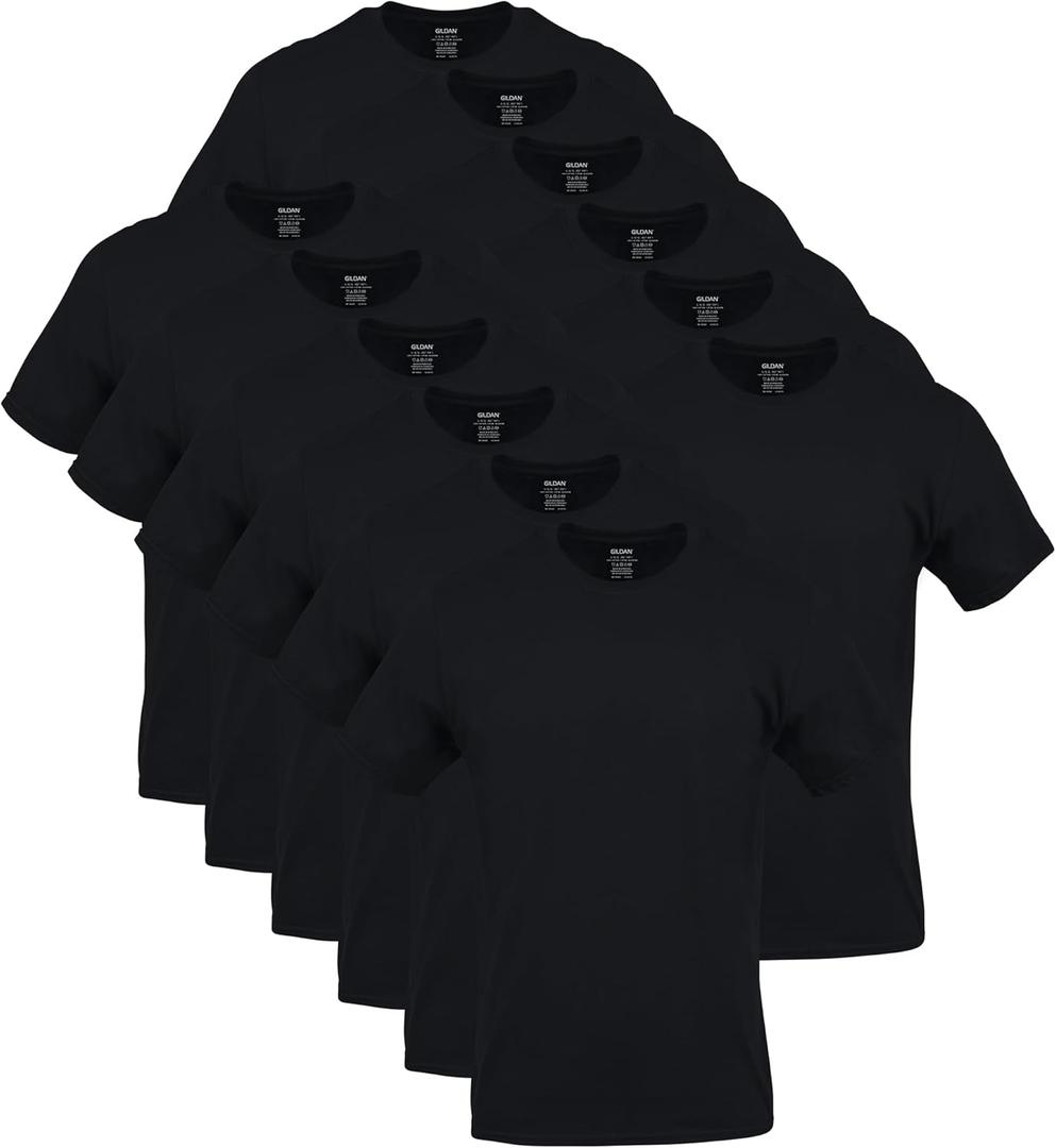 Gildan Men's Crew T-Shirts, Multipack, Style G1100 (Black, L)