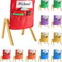 VEVOR Chair Pockets for Classroom, 12 Pack, 17 x 19 Inches Chairback Buddy Pocket with Name Tag, 6 Bright Colors, Back of Chair Organizer for Kids in Classroom, Kindergarten, School, and Home