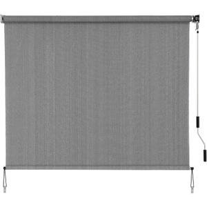 SMONTER Outdoor Sunshade Roller Shade 8'W x 6'H (96" Wx72 H), Exterior Cordless Roll Up Shades Blinds, UV Protection Shade Cloth with Crank Operation for Outside Windows Patio Porch Gazebo, Dark Grey