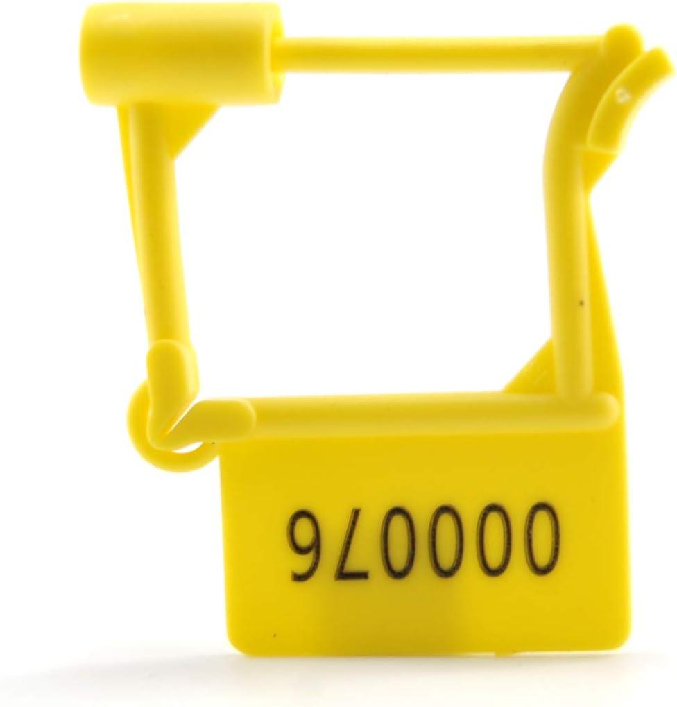 Plastic Security Padlock Seals Numbered Security Tags - Tamper Proof Disposable Locks for Luggage Medical Clothing (1000 PCS) (Yellow)