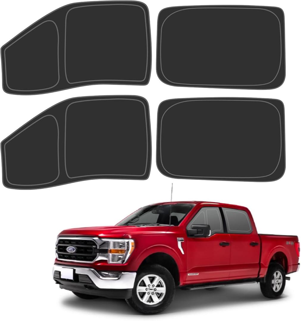 D-Lumina Side Window Sun Shade for 2015-2020 Fo-rd F150 F-150 Accessories (Not for 1 Door), Side Window Shades Sun Visor Protector Block UV Rays Heat, Foldable 2 Layers 210T Material Pack of 4