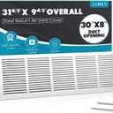 VOISEN Return Air Grille,Fits 30x8 Duct Opening,Steel Return Vent Cover, White Vent Cover Grill for Sidewall and Ceiling,HAVC Cold Air Return Vent Cover,Overall Size:31.8"W X 9.8"H
