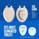 HIGHCRAFT Premium Elongated Toilet Seat with Adjustable Hinges & Quick Removal Mechanism - Molded Wood Toilet Seat - Fits Standard Elongated Toilets - Oval Seat in Bone/Beige