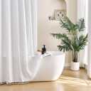 White Shower Curtain Fabric Boho Shower Curtain Cloth Textured Tufted Chevron Elegant Shower Curtains Waterproof for Bathroom 72" x 72"