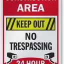 SmartSign 18 x 12 inch “Construction Area - Keep Out, No Trespassing, 24 Hour Surveillance” Metal Sign, 63 mil Aluminum, 3M Laminated Engineer Grade Reflective Material, Multicolor