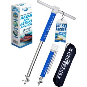 SandShark Anchor - Premium Screw in Boat Anchor, Pontoon Boat Anchor, Stainless Steel Shallow Water Anchor Pole, Sand Anchor w/Case - Essential Pontoon Boat Accessories